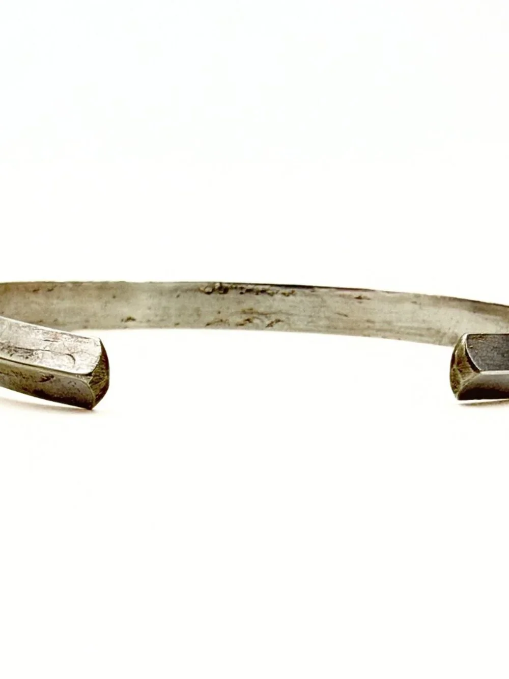 Geometric Hand Stamped Sterling Silver Carinated Stackable Cuff Bracelet